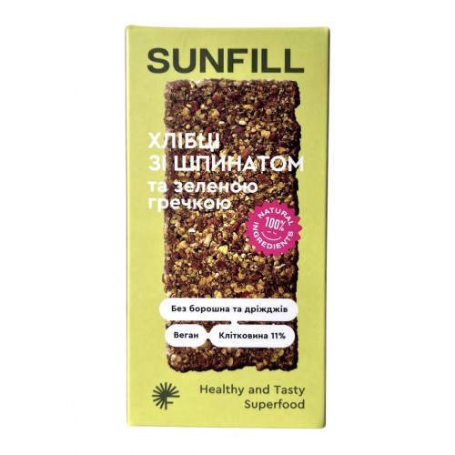 Хлібці зі шпинатом та зеленою гречкою Sunfill 91 г