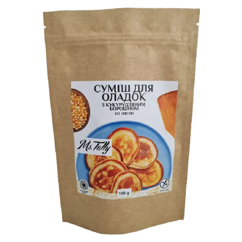 Cумiш для оладок з кукурудзяним борошном без глютену Ms. Tally 150 г