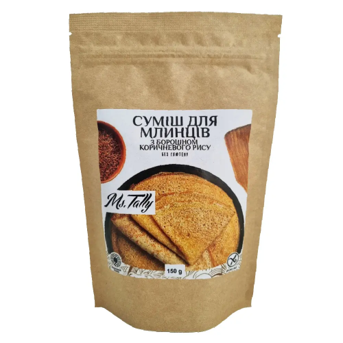 Cумiш для млинцiв міні з борошном коричневого рису без глютену Ms. Tally 150 г